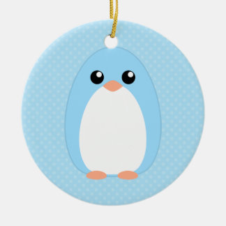 Cute Blue Penguin Ceramic Tree Decoration
