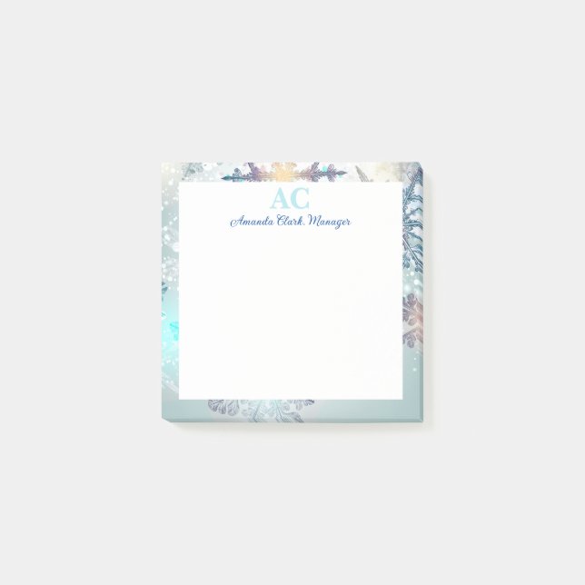 Cute Blue Personalised Monogram Name  Post-it Notes (Front)