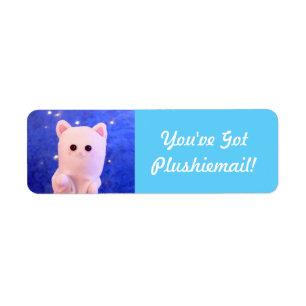 Cute Blue Personalised Photo Mail Plushiemail Return Address Label
