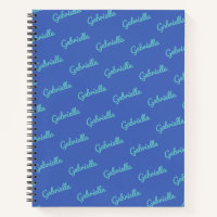 Cute Blue Personalised Script Name Sketchbook