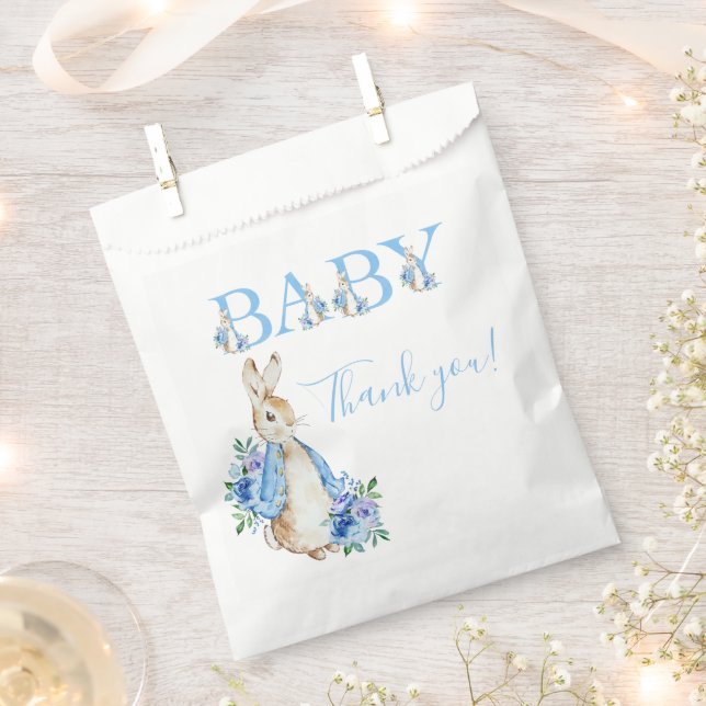 Cute Blue Peter Rabbit Baby Shower Favour Bag (Clipped)
