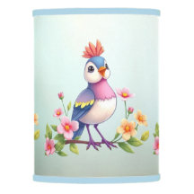 Cute Blue Pink Bird Floral Lamp Shade