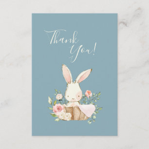 Cute Blue Pink Bunny Baby Shower Thank You 