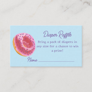 Cute Blue Pink Doughnut Baby Shower Diaper Raffle Enclosure Card