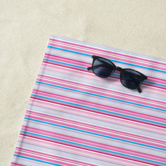 Cute blue pink stripes beach towel