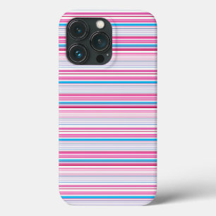 Cute blue pink stripes iPhone 13 pro case