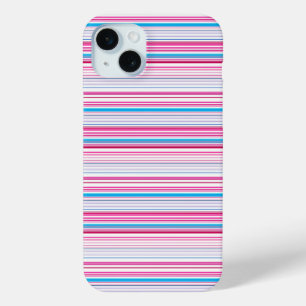 Cute blue pink stripes iPhone 15 mini case