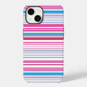 Cute blue pink stripes Case-Mate iPhone 14 case