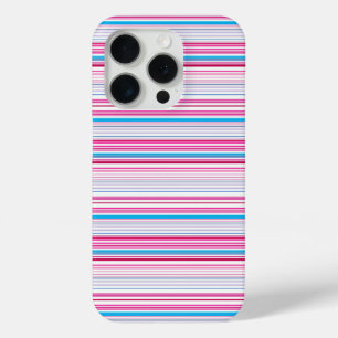 Cute blue pink stripes iPhone 15 pro case