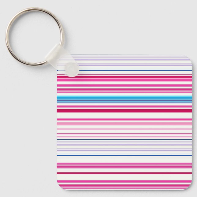 Cute blue pink stripes key ring (Front)