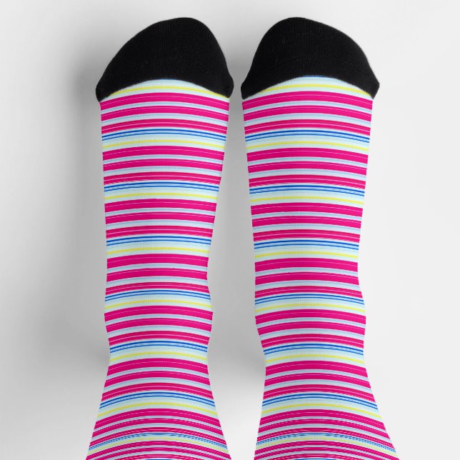 Cute blue pink stripes socks (Top)