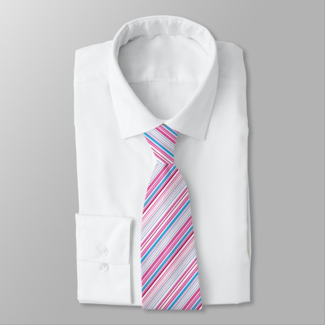 Cute blue pink stripes tie (Tied)