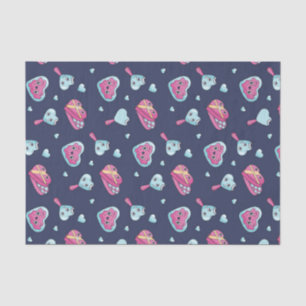 Cute Blue Pink Valentine's Day Love Doodle Pattern Tissue Paper