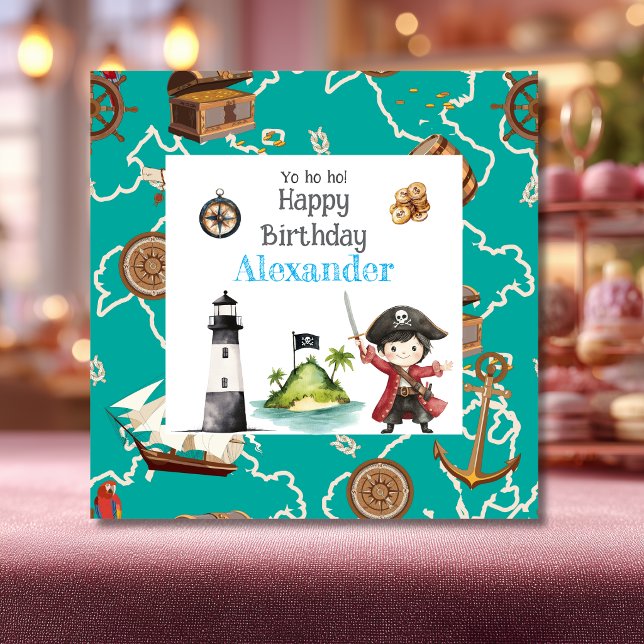 Cute Blue Pirate child's Birthday card (Creator Uploaded)
