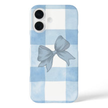 Cute Blue Plaid Bow iPhone Case.