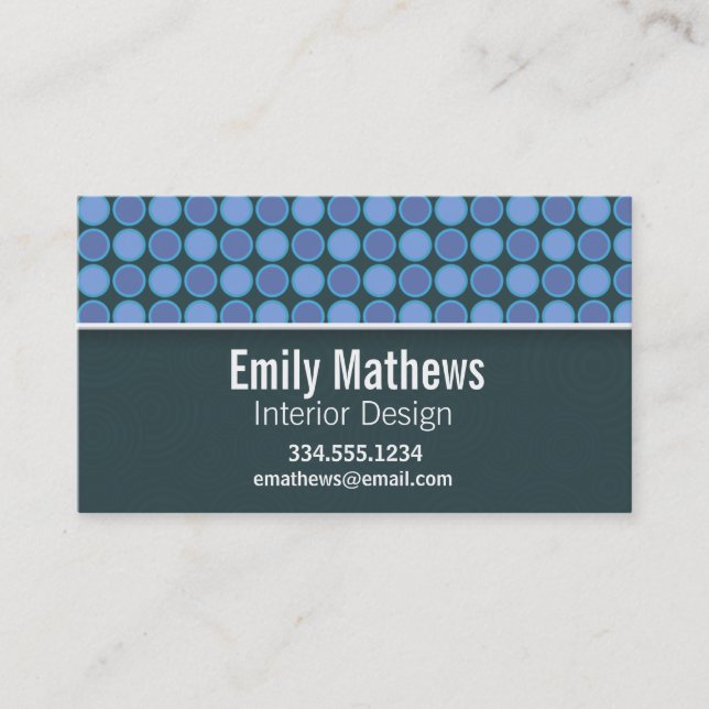 Cute Blue Polka Dot Business Card (Front)