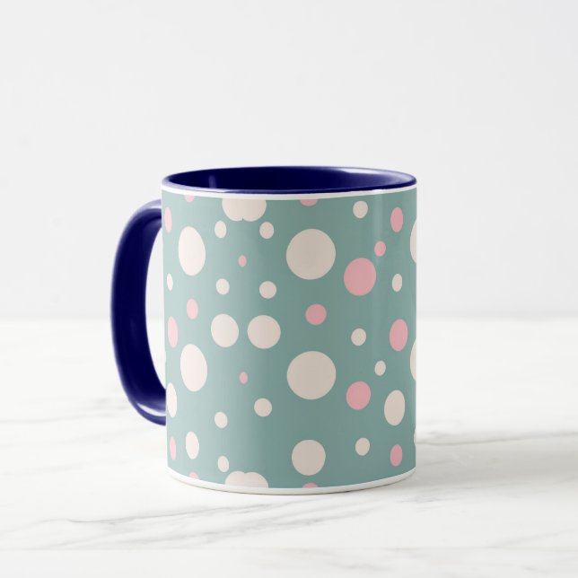 Cute Blue Polka Dot Coffee Mug (Front Left)
