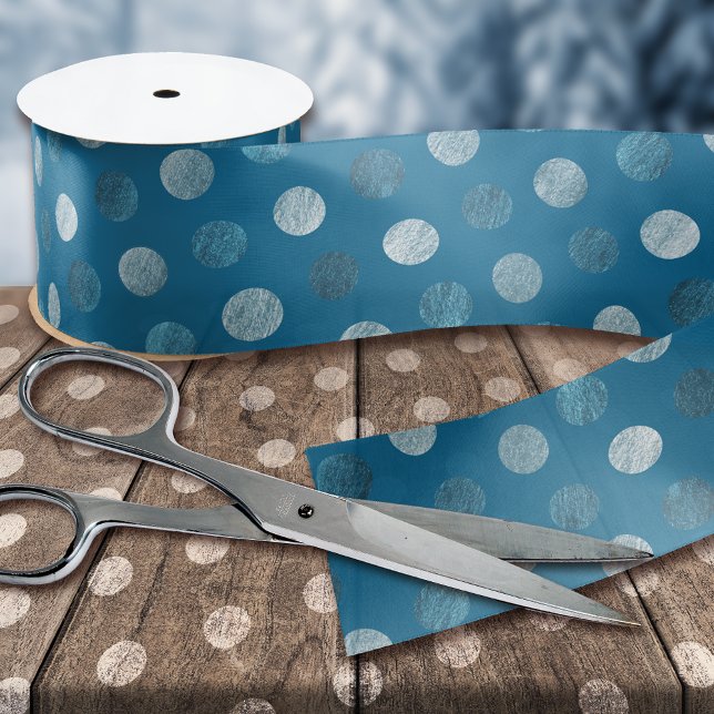    Cute Blue Polka Dots Modern & Elegant Christmas Satin Ribbon (Creator Uploaded)