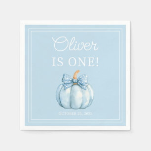 Cute Blue Pumpkin Baby Boy First Birthday Napkin