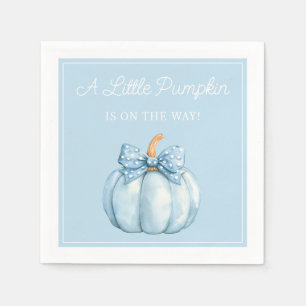 Cute Blue Pumpkin Boy Baby Shower Napkin