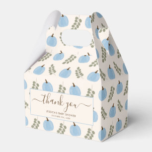 Cute Blue Pumpkin Eucalyptus Baby Shower Thank You Favour Box