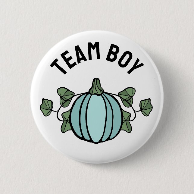 Cute Blue Pumpkin Team Boy Gender Reveal 6 Cm Round Badge (Front)