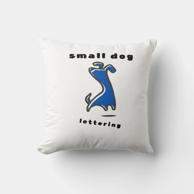 Cute Blue Puppy Double-Sided Throw Pillow (Front)