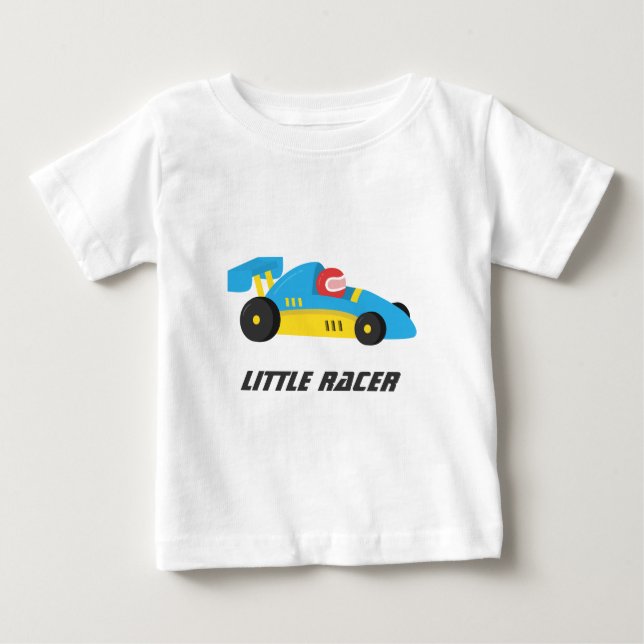 Cute Blue Race Car for The Little Racer Baby T-Shirt (Front)