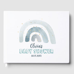 CUTE BLUE RAINBOW  KIDS BABY SHOWER GUEST BOOK