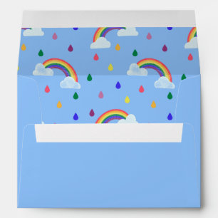 Cute Blue Rainbow Raindrops Envelope