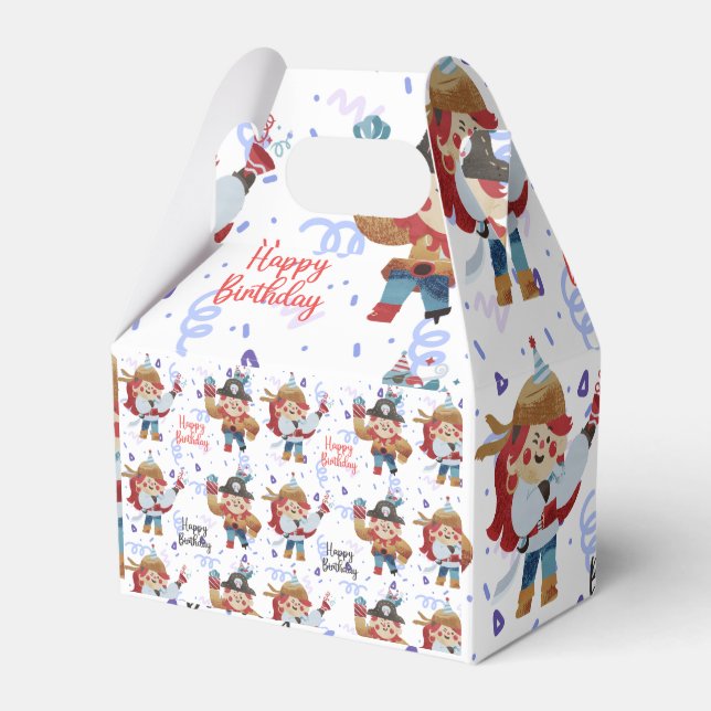 Cute blue & red pirate theme favour box (Front Side)