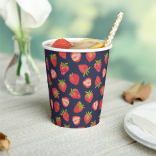 Cute Blue & Red Summer Strawberry Fruit Paper Cup