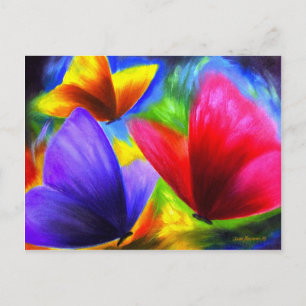 Cute Blue Red Yellow Butterfly Illustration Postcard