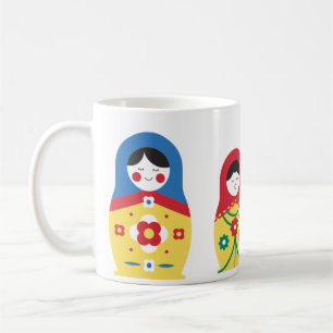 Cute Blue Red Yellow White Green Russian Doll Coffee Mug