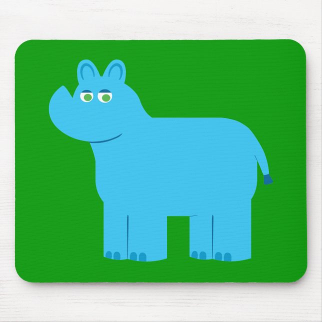Cute Blue Rhino Mouse Pad (Front)
