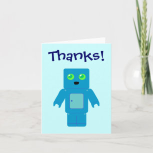 Cute Blue Robot Thank You Cards