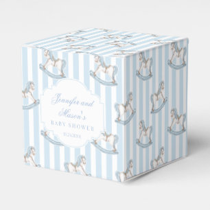 Cute blue rocking horse baby boy shower favour box