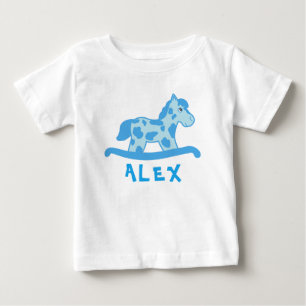 Cute Blue Rocking Horse Name Baby Boy T-Shirt