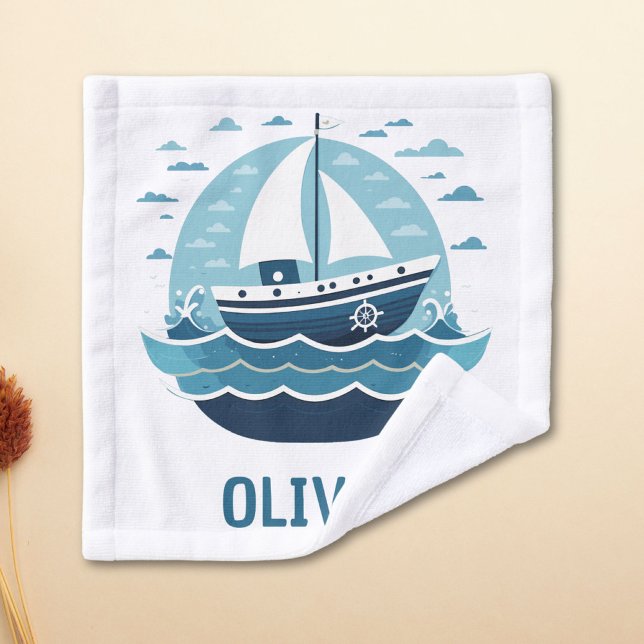 Cute Blue Sailboat Wash Cloth (Creator Uploaded)