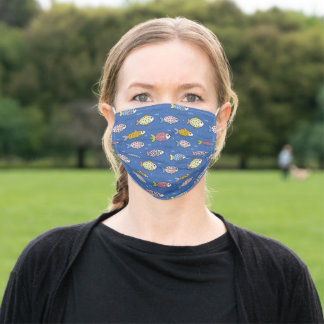 Cute Blue sea fish beach summer fishing Face Mask
