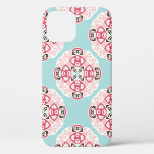 Cute Blue Seamless abstract tiled pattern Vintage iPhone 12 Case