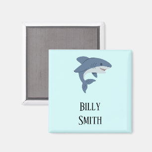 Cute blue shark personalised magnet