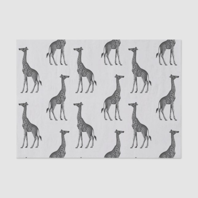 Cute Blue Silver Giraffe Print Tissue Paper (Front)