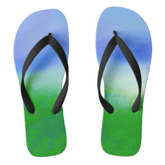 Cute Blue SKY   GREEN Modern Woman Flip Flops