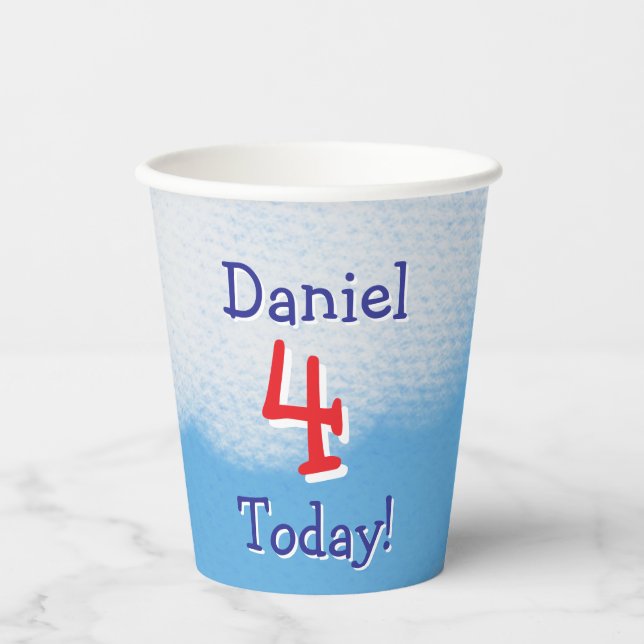 Cute Blue Sky kids Birthday Paper cup (Front)