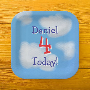 Cute Blue Sky kids Birthday  Paper Plate