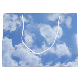 Cute Blue Sky With Heart Shaped Cloud Cheerful Fun Large Gift Bag