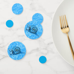 Cute Blue Smiling Snail Mix of Aqua Blues Confetti