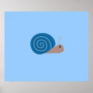 Cute blue Snail Poster