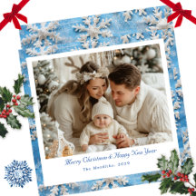 Cute Blue Snowflake Christmas Photo